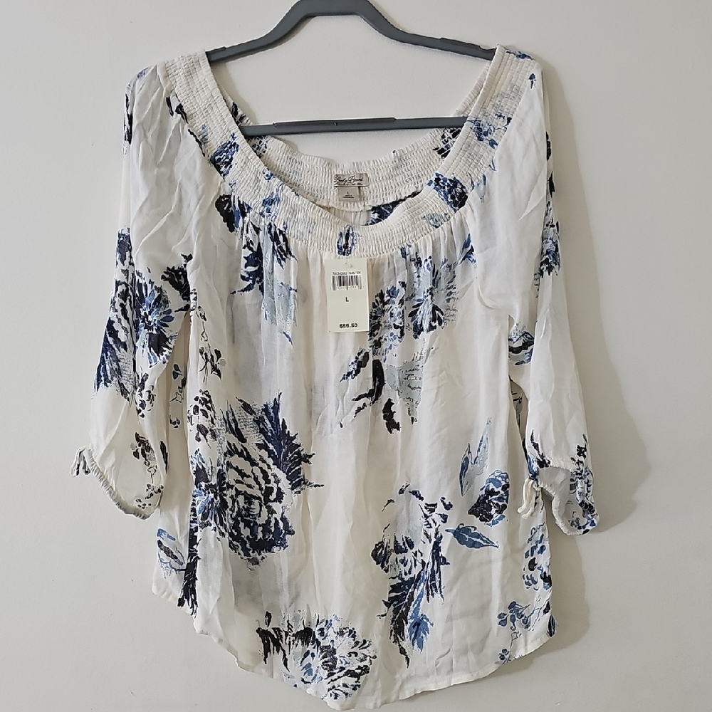 Lucky Brand Blue Floral Blouse